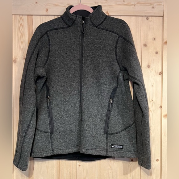 REI Women’s Gray Structured Wool Blend Jacket Full Zip Size Large Made in Canada - Picture 1 of 6